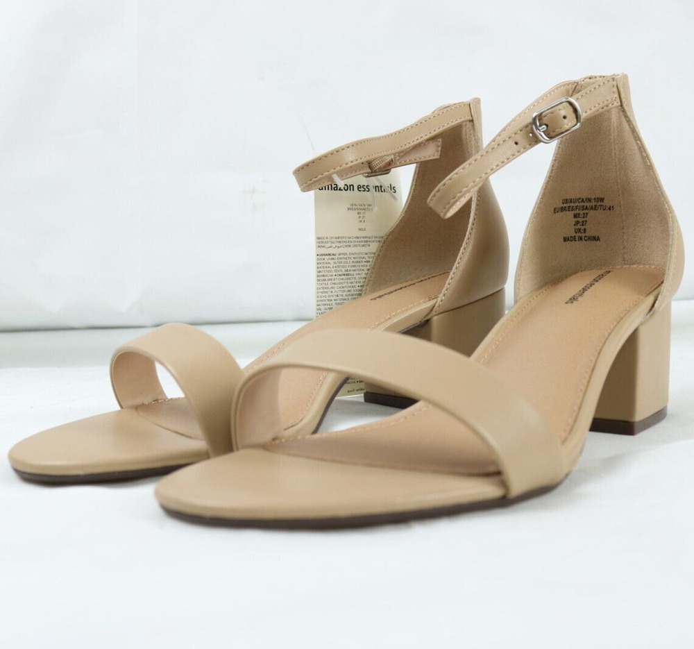 Women's Size 10W Nola One Strap Slip On Slide Heeled Sandals Beige (EU 41)